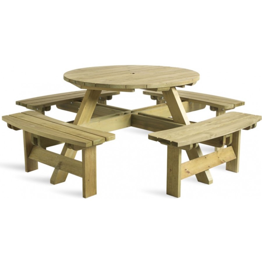 King Round Picnic Table - 8 Seater 